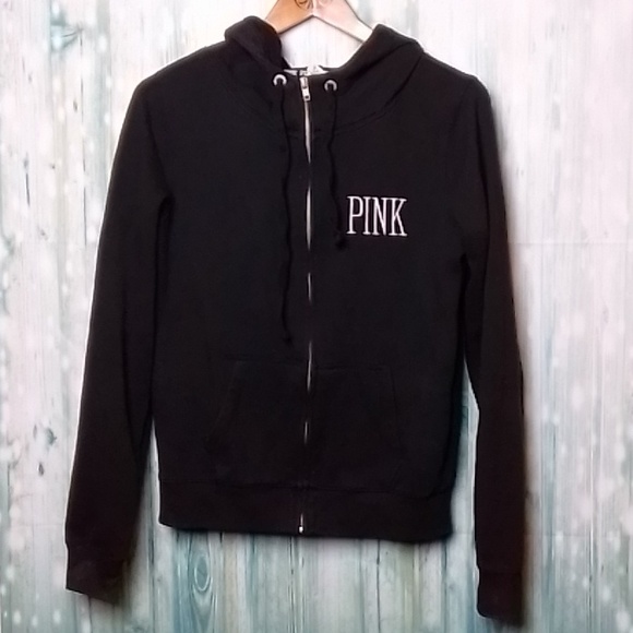 PINK Victoria's Secret Tops - Pink hoodie black full zip small